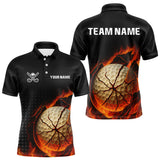 Maxcorners Flame Broken Golf Ball Custom Men golf polo shirt, personalized cool golf outfit for men LM2206