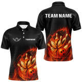 Maxcorners Flame Broken Bowling Ball and pins Bowling Shirt For Men Custom Flame Team Bowling Jerseys TU1906