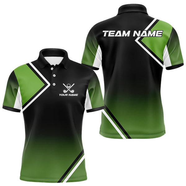 Maxcorners Green and Black Mens Golf Polo Shirts Custom golf clothes for men, gifts for the golfer  MT1007