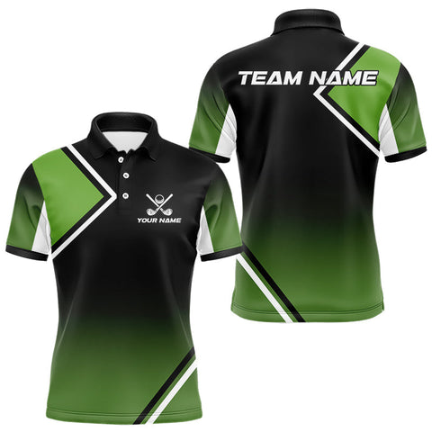 Maxcorners Green and Black Mens Golf Polo Shirts Custom golf clothes for men, gifts for the golfer  MT1007
