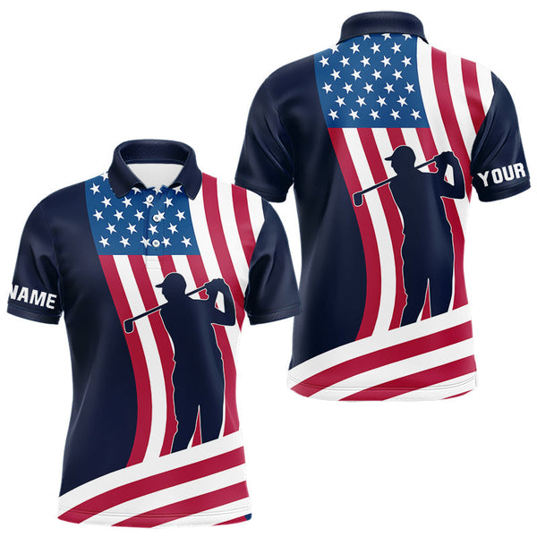 Maxcorners American Flag Mens golf polo shirt custom men's patriotic polo shirts, best golf shirts for men LM1307