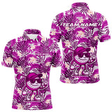 Maxcorners Pink tropical flower leaf pattern funny Golf polo shirts For Men Custom mens golf outfits LM2206