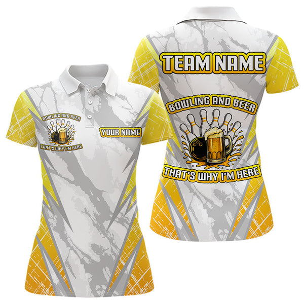 Maxcorners Bowling and beer That's why I'm here Funny Mens Bowling Shirts Custom Team Bowling Jerseys MT2306