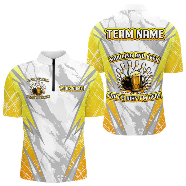 Maxcorners Bowling and beer That's why I'm here Funny Mens Bowling Shirts Custom Team Bowling Jerseys MT2306