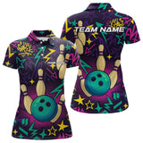 Maxcorners Custom purple graffiti pattern funny Bowling shirts for Men, bowling team league jerseys with Name LM1307