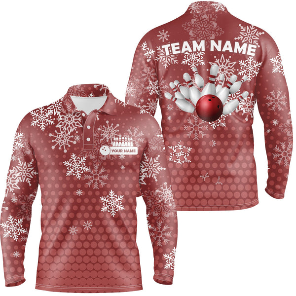 Maxcorners Christmas Snowflake Bowling Ball Pins Customized Name And Team Name 3D Shirt