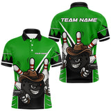 Maxcorners Funny Cowboy gun bowling ball and pins Bowling shirt for Men Custom bowling team jersey | Green TU1609