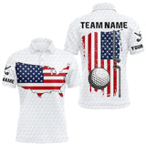 Maxcorners Personalized American Flag Men golf polo shirts Custom Patriotic Golf outfit For men LM3006