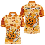 Maxcorners Funny Pumpkin Bowling Ball and pins Bowling Shirts for Men custom Halloween bowling team jerseys LM2408