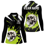 Maxcorners Black and Green Skull Golf polo shirts For Men Custom team golf outfits men, cool golf giftsMT0306