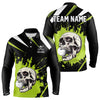 Maxcorners Black and Green Skull Golf polo shirts For Men Custom team golf outfits men, cool golf giftsMT0306