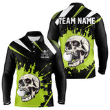 Maxcorners Black and Green Skull Golf polo shirts For Men Custom team golf outfits men, cool golf giftsMT0306