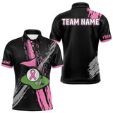 Maxxcorners Black and pink ribbon Breast Cancer Awareness golf shirts custom Men golf polo shirts, best golf gift MT0307