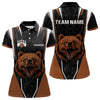 Maxcorners Personalized Bear Bowling Polo, Quarter Zip Shirts For Men, Bear Bowling Team Brown League Jersey LM2707