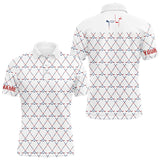 Maxxcorners Red, White and Blue golf clubs pattern Men golf polo shirt Custom Patriotic golf outfits for men MT0307