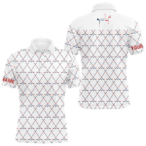 Maxxcorners Red, White and Blue golf clubs pattern Men golf polo shirt Custom Patriotic golf outfits for men MT0307