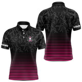 Maxcorners Pink and black Ribbons Pattern Mens Golf Polo Shirts Custom Breast cancer awareness Team Golf attire MT2808