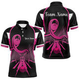 Maxxcorners Breast Cancer Awareness Bowling Shirts For Men custom Black and pink ribbon team bowling jerseys MT0307