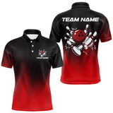 Maxcorners Custom Black and Red Bowling Polo, Quarter Zip Team Shirts For Men, Bowling Outfit Gift For Bowlers MT2808