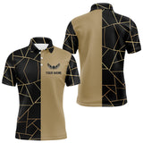 Maxcorners Black and Gold pattern Mens Golf polo shirts custom golf attire for men, golfing gifts LM0803