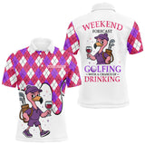 Maxcorners Pink & purple glitter argyle pattern Flamingo Men golf polo shirt Custom weekend forecast golf & wine MT2407