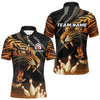 Maxcorners Tiger Bowling Polo, Quarter Zip shirts For Men custom bowling team jersey, bowling uniform LM2707