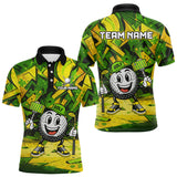 Maxcorners Green and Yellow camo funny golf ball Mens golf polo shirts custom team golf outfits for men  LM3006