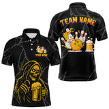 Maxcorners Bowling And Beer Custom Skull Bowling Shirts For Men, Halloween Bowling Outfits LM2408