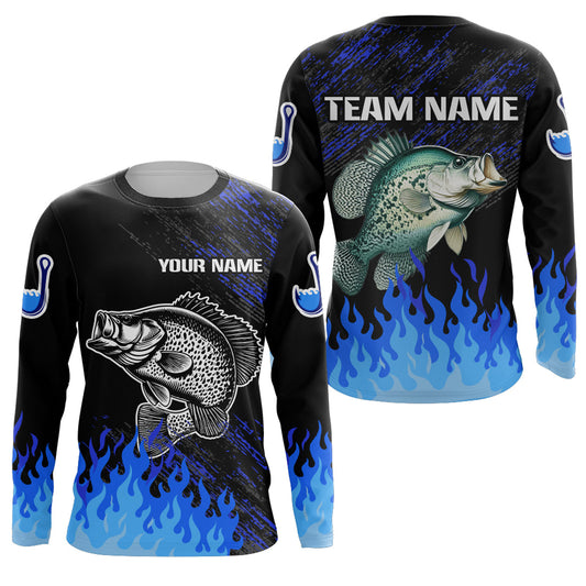 Maxcorners Blue Fire Crappie Fishing Custom Performance Long Sleeve Crappie Fishing Tournament Shirts For Team