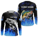 Maxcorners Blue fire Largemouth Bass fishing Custom performance long sleeve fishing tournament shirts for team MT2108