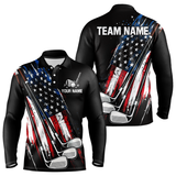 Maxcorners Black American Flag Golf Clubs Mens Golf polo shirts custom team name patriotic golf outfit for men & women