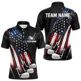 Maxcorners Black American Flag Golf Clubs Mens Golf polo shirts custom team name patriotic golf outfit for men & women