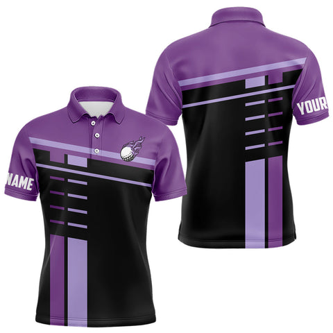 Maxcorners Personalized Black and Purple Men golf polo shirts, Custom Golf Shirts For Team men golfers  LM3006