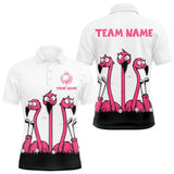 Maxxcorners Funny pink flamingo friends white Men golf polo shirts Custom flamingo golf outfits for men MT0307