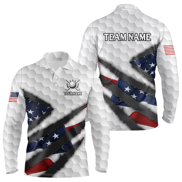Maxcorners Personalized American Flag Golf polo shirt For Men Custom Patriotic Golf Gift LM1008