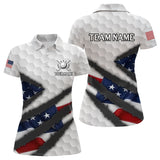 Maxcorners Personalized American Flag Golf polo shirt For Men Custom Patriotic Golf Gift LM1008