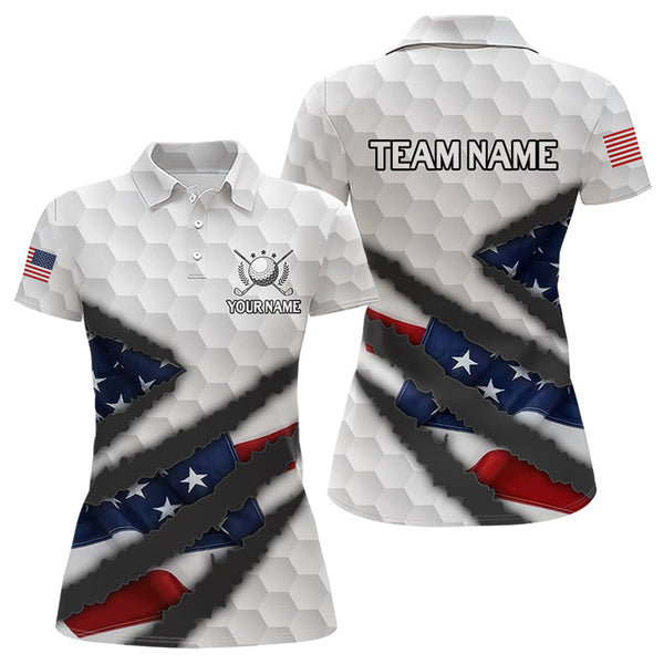 Maxcorners Personalized American Flag Golf polo shirt For Men Custom Patriotic Golf Gift LM1008