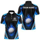 Maxcorners Black and Blue Flame Golf Ball Mens golf polo shirts custom golf attire for men, best golf gifts MT2108
