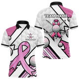 Maxcorners Personalized Pink Ribbons Camo Golf Polo Shirts for Men, Custom breast cancer Golf Team shirts LM2408