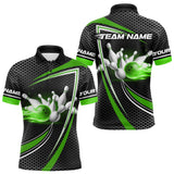 Maxcorners Black and Green Flame Bowling Shirts For Men Custom Team Bowling Jersey, Gift For Bowlers TU1410