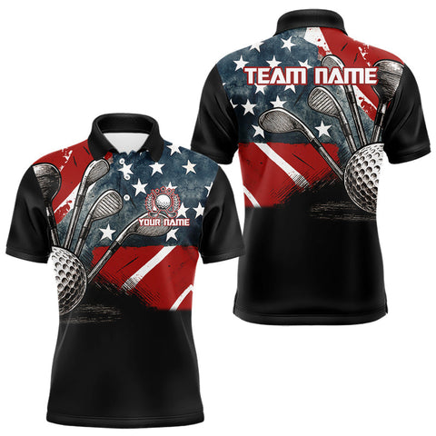 Maxcorners Personalized American Flag Golf Polo Shirts For Men, Patriotic Golf Gifts LM0910