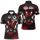 Maxcorners Funny Black and Red Bowling Cowboy gun Men bowling polo, 1/4 zip shirts Custom bowling team jersey TU1609