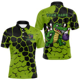 Maxcorners Black and Green Funny Alligator Bowling shirts for Men, Alligator Bowling Team Jersey MT2009