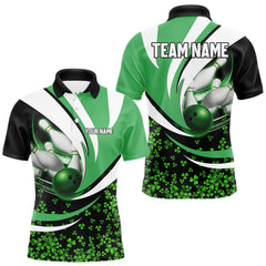 Maxcorners Green shamrock pattern Bowling Shirts For Men custom St Patrick's Day bowling outfits team jerseys LM2711