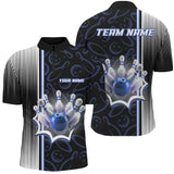 Maxcorners Bowling Blue Camo Customized Name, Team Name 3D Polo Shirt Unisex