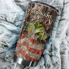 Maxcorners Bass Fishing Camo American Flag Custom Name