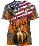 Maxcorners Deer Hunting American Flag Customize Name 3D Shirts