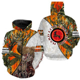 Maxcorners Custom Name Deer Hunting "Live Free Hunt Hard" Orange Camo 3D All Over Printed Clothes