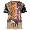 Maxcorners Elk Hunting American Flag Patriotic Custom Name All over print Shirts, Gifts idea for Elk Hunter  LM2608