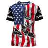 Maxcorners American Flag Deer Hunting Antler 3D Patriotic Custom Name All Over Printed Shirts - Personalized Deer Hunting, Shed Hunting Gif LM2608